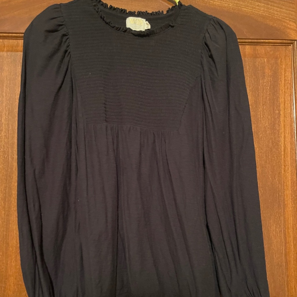 Nation Black Cute gathered top S